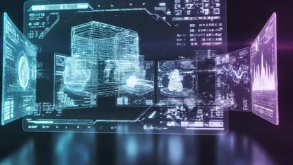 Futuristic digital interface with data visualization - Powered by Adobe