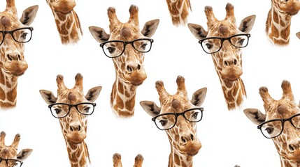 a seamless pattern of giraffe with glasses