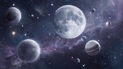 a seamless pattern of moon, star, and planets