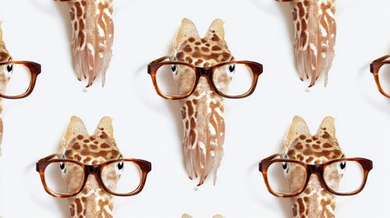 a seamless pattern of squid with glasses