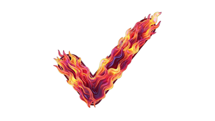 Checkmark Symbol on Fire
