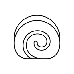 Swiss roll cake vector icon. Line art illustration of a sweet rolled pastry slice. Outline food doodle isolated on white background for coloring book or menu design.