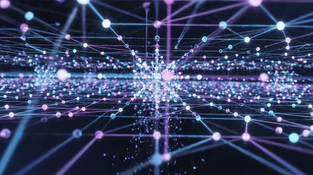 Abstract network of glowing dots and lines