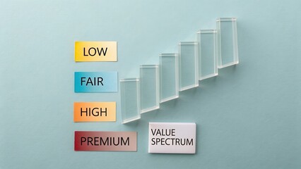 Visual Representation of Value Spectrum Ranging from Low to Premium for Business and Marketing Concepts