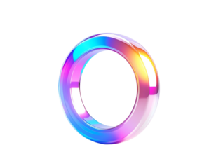 Glossy, chromatic torus, isolated on black, reflecting light