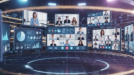 Futuristic digital data analytics interface - Powered by Adobe