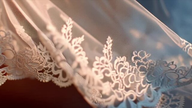 Elegant White Lace Fabric Detail with Intricate Floral Patterns.