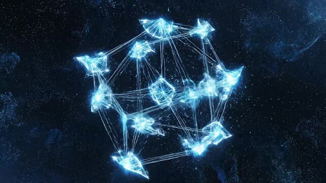 Abstract glowing cube structure in space