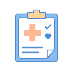 Fototapeta premium A medical clipboard featuring a cross and heart symbols for tracking emotions