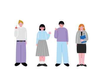 英会話講師と生徒のイラストセット