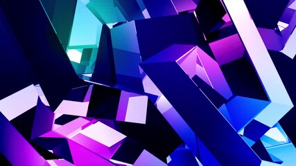 Vibrant geometric cube maze with neon colors and dynamic abstract shapes in blue purple pink gradient light motion background, multicolored 3D cubes create a vibrant abstract scene with sharp angles. - Powered by Adobe