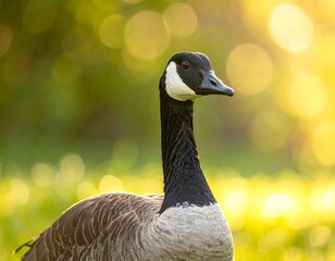 Obraz premium A close-up portrait of a wild Canada goose in natural surroundings