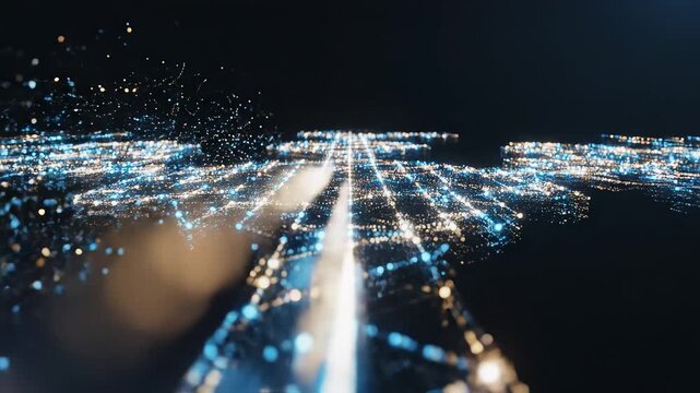 Abstract glowing particle trail