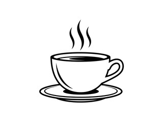 Obraz premium Steaming cup of hot coffee with rising vapor on a saucer illustration