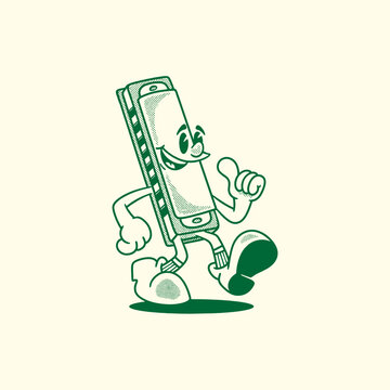 violin music instrument groovy retro character. Vector illustration, logo, cartoon, mascot, funny, set, vintage, sticker, icon, tools