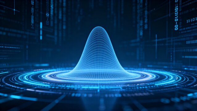 Blue digital wave pattern with binary code