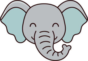 Fototapeta premium cute baby elephant character with a large trunk stands as a funny cartoon vector illustration for wild safari zoo animal design