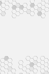 Geometric grey hexagons connect through small white nodes creating an abstract pattern