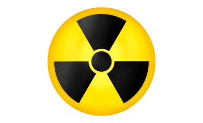 International Ionizing Radiation Danger Symbol, Trefoil Radioactive Warning Sign, Nuclear Power Plant Generating Clean Energy, Sustainable Future Technology, Industrial Architecture