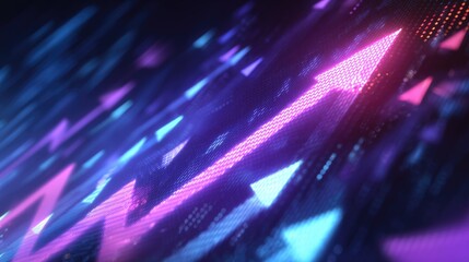 `A striking visual metaphor for Growth and upward momentum, featuring glowing pink and blue arrows on a dark abstract background.`