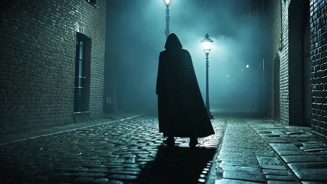 Mysterious Figure in Dark Alley - A Nighttime Encounter.