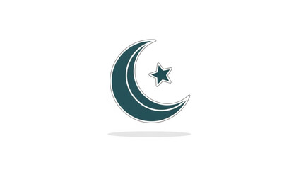 Obraz premium A minimalist vector graphic of a crescent moon and star symbol in dark green