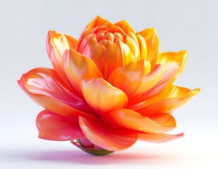 Vibrant, glossy orange dahlia blooms against a neutral background