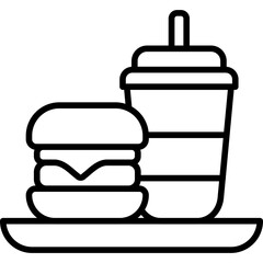 Burger and Soda icon in Line Style