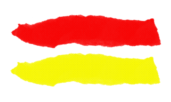 Torn paper strips red and yellow with textured pattern isolated on transparent background graphic design bright colors - Powered by Adobe