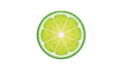 Close-up of a vibrant lime slice on a white background