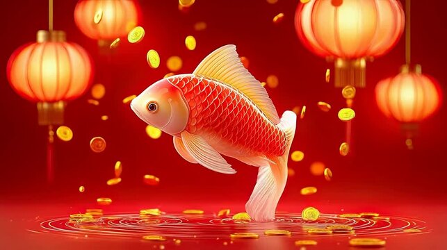 Goldfish with Lanterns and Coins