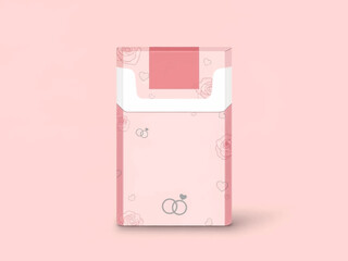 Pink envelope with wedding rings and floral design for romantic occasions and special events