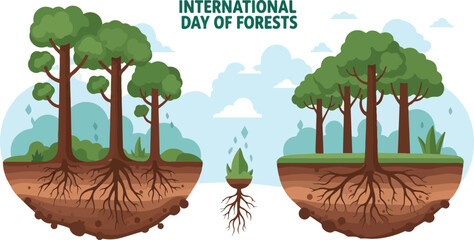Celebrating International Day of Forests with Tree Planting and Conservation Efforts Worldwide, Transparent Background