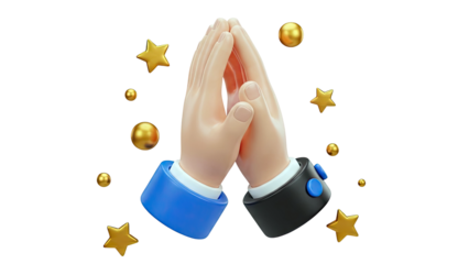 3D Praying Hands with Stars and Spheres