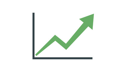 Rising Green Arrow Graph Showing Business Growth Trend on White Background with Upward Line