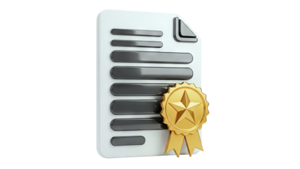 3D Certificate with Gold Seal and Star