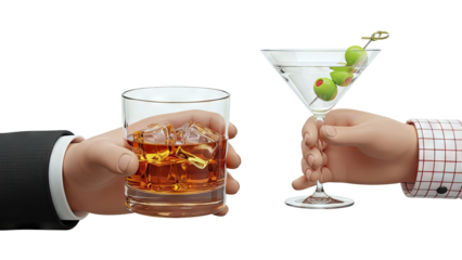 Toast with Whiskey and Martini