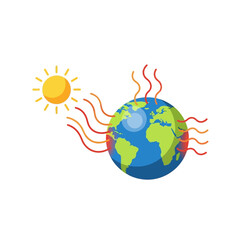 Earth Heating Up From The Sun, Global Warming Concept Illustration
