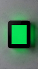 Black Tablet with Green Screen Display.