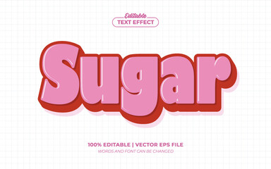 Sugar 3d Editable Text Effect Style Premium Vector