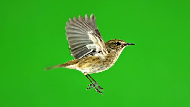 Little bird flying sequence on a green screen background, ideal for nature documentaries and