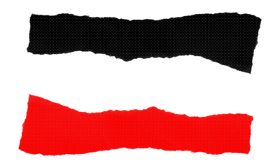 Pair of torn paper sheets black and red with detailed texture for striking contrast in graphic design projects