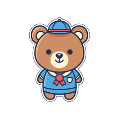 Cartoon Bear Wearing Blue Sailor Outfit Illustration