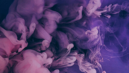 Blend ink. Fume water. Blur pink blue neon colorful smoke paint chemical wet fog soaring on abstract ethereal vapor art background.