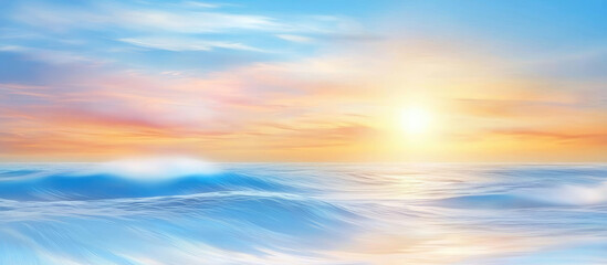 Obraz premium Sunset Over Ocean With Cresting Waves, Warm Orange And Pink Sky Reflecting On The Water And Horizon