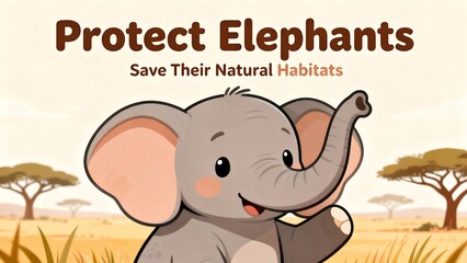 Cute Cartoon Elephant Illustration With Text