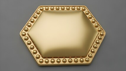 Elegant hexagonal gold-plated decorative piece with beaded border
