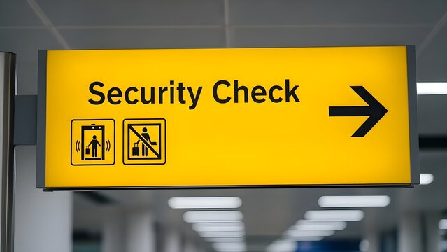 Airport security check sign indicating prohibited items