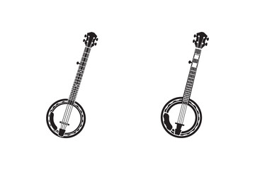 Banjo icon silhouette with white white background