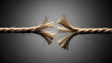 Frayed Rope About to Break - Symbol of Stress, Weakness, and Imminent Failure.
